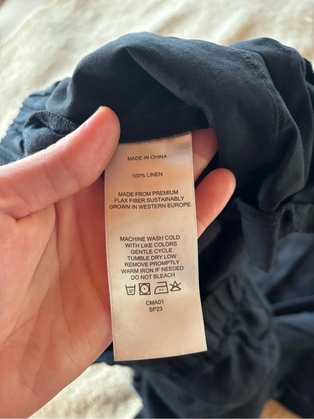 Quince Black Cropped Linen-Blend Pull-On Pants